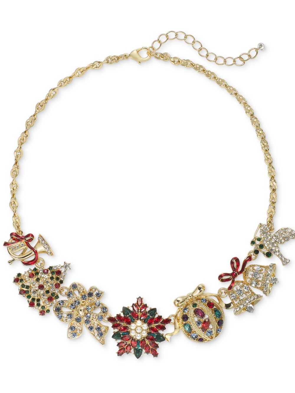 Holiday Lane Multicolor Crystal & Imitation Pearl Statement Necklace, 17" + 3"
